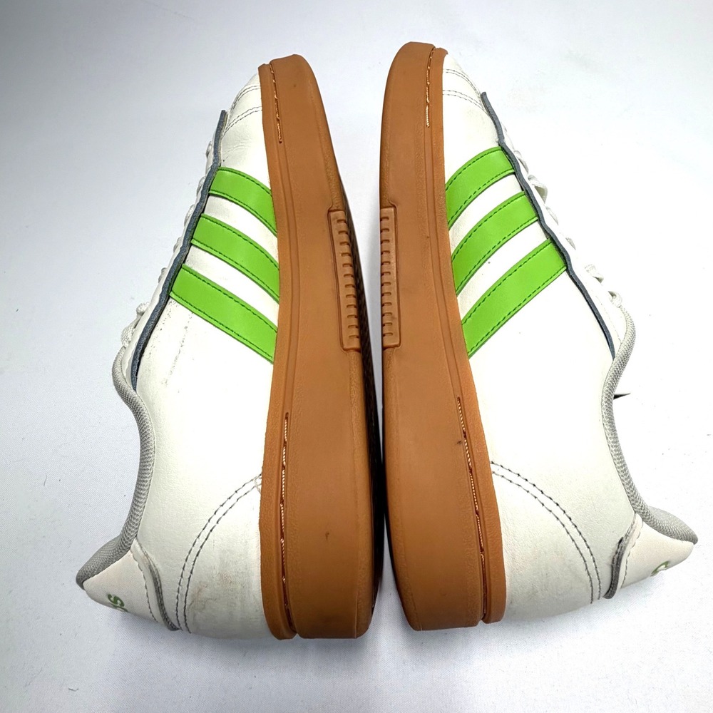 Adidas Court Sneakers White Green Gum Sole Leather Womens 7.5 - Picture 5 of 8